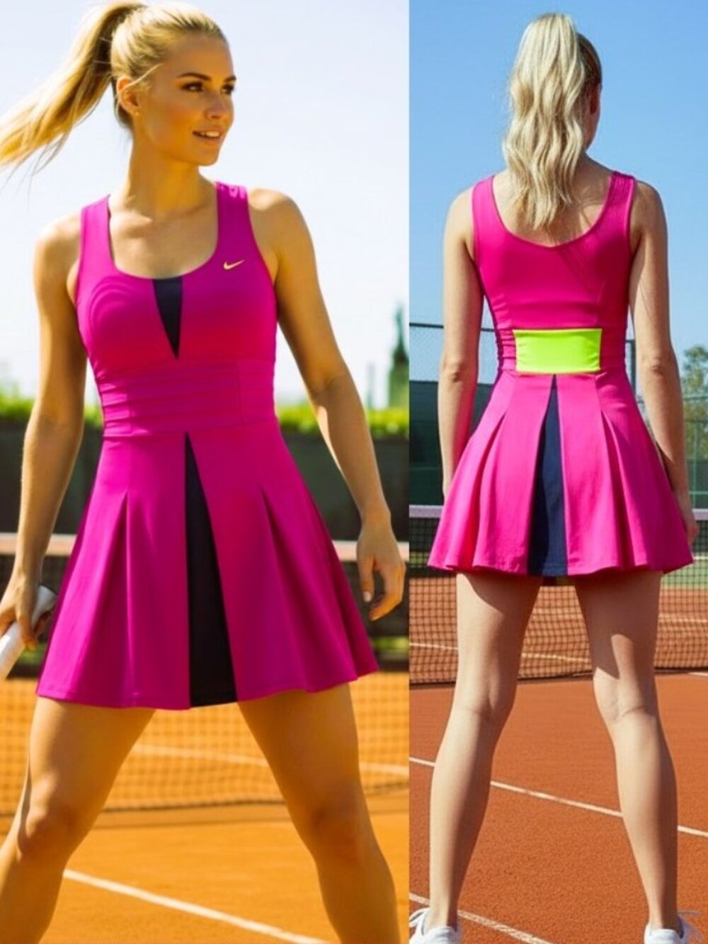 NWT Nike Tennis Dress w/ Bra pleated Skirt S Small hot pink